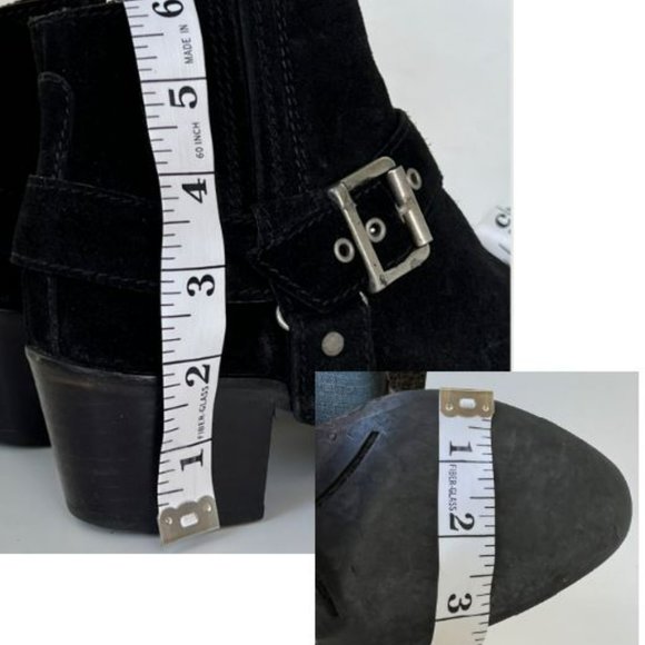 ALL SAINTS Black Suede Harness Buckle Booties Ankle Boots - Picture 13 of 14